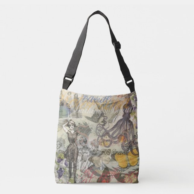 Octopus Beach Antique Coastal Steampunk Crossbody Bag (Front)
