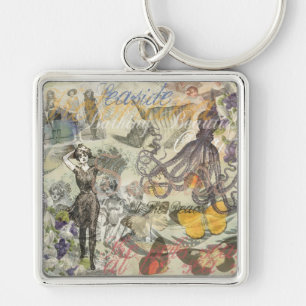 Octopus Beach Antique Coastal Steampunk Keychain