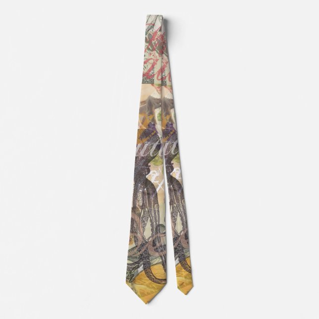 Octopus Beach Antique Coastal Steampunk Neck Tie (Front)
