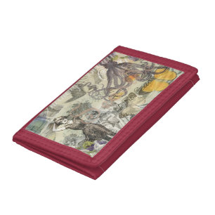 Octopus Beach Antique Coastal Steampunk Trifold Wallet