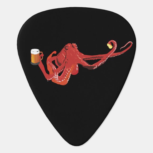 Octopus & Beer Guitar Pick (Front)