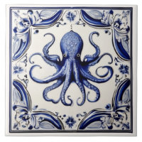 Octopus Blue and White Sea Ocean theme Beach House