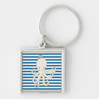 Octopus Blue and White Stripe Keychain