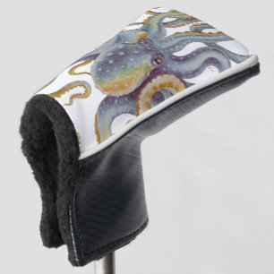 Octopus Blue Pastel Color Watercolor Art Golf Head Cover