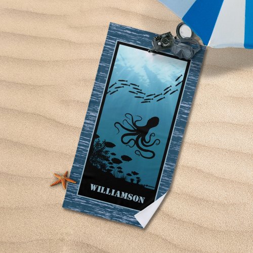 Octopus Blue Sea Reef Beach Towel