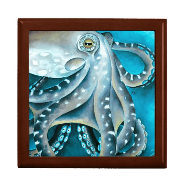 Octopus Blue Watercolor Detail Gift Box (Front)