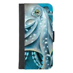 Octopus Blue Watercolor Detail iPhone 8/7 Plus Wallet Case