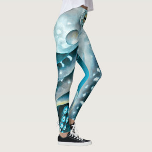 Octopus Blue Watercolor Detail Leggings