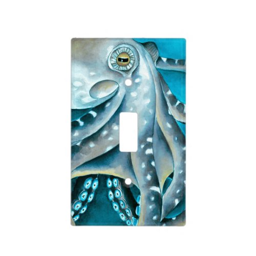 Octopus Blue Watercolor Detail Light Switch Cover