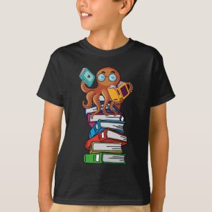 Octopus Book Reading Kraken Library Humor Reader T-Shirt