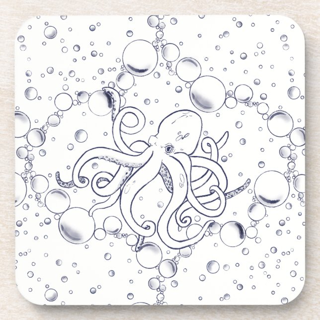 Octopus Bubble Drift Beverage Coaster (Front)