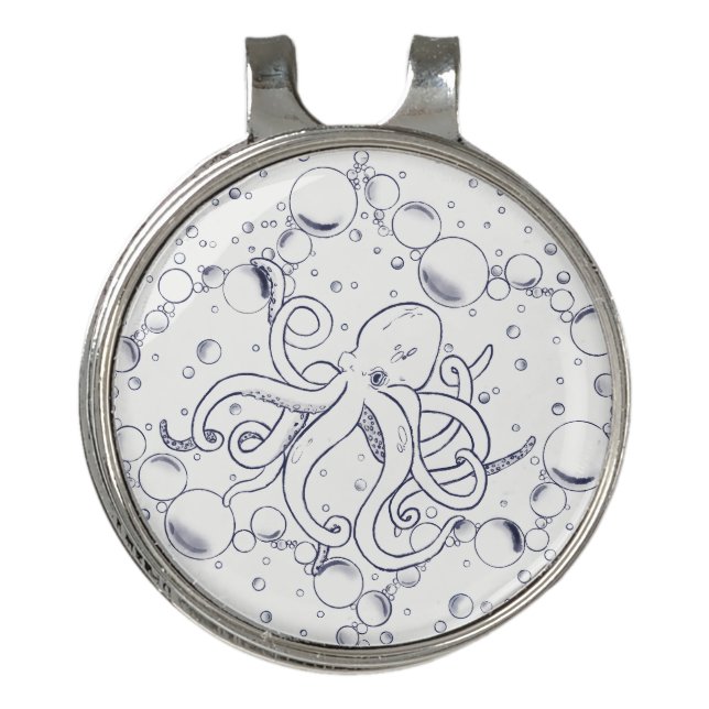 Octopus Bubble Drift Golf Hat Clip (Front)