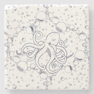 Octopus Bubble Drift Stone Coaster