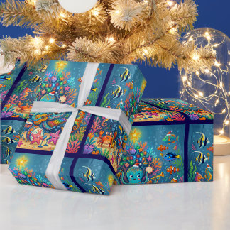 Octopus Carol Band Reef Wrapping Paper