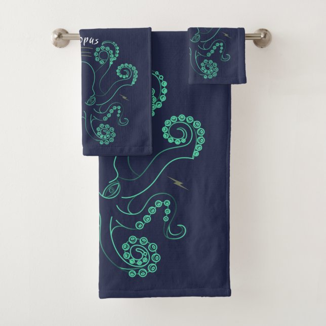 Octopus Cephalopod Tentacles Bath Towel Set (Insitu)