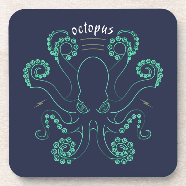 Octopus Cephalopod Tentacles Beverage Coaster (Front)