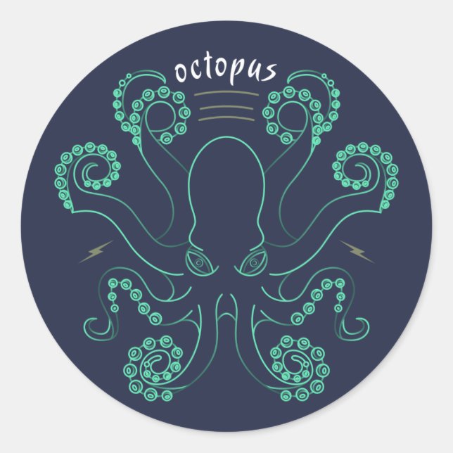 Octopus Cephalopod Tentacles Classic Round Sticker (Front)