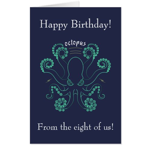 Octopus Cephalopod Tentacles Happy Birthday Card
