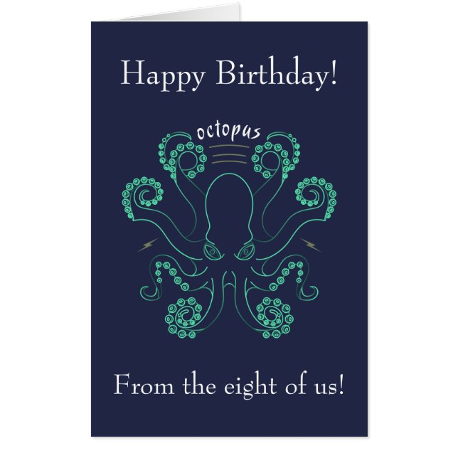Octopus Cephalopod Tentacles Happy Birthday Card (Front)