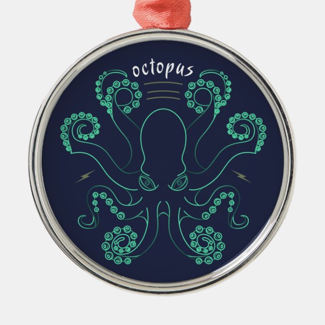 Octopus Cephalopod Tentacles Metal Ornament (Front)