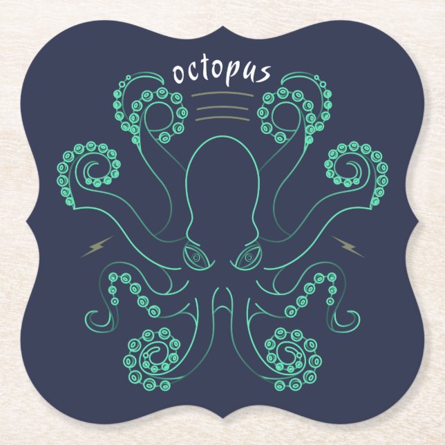 Octopus Cephalopod Tentacles Paper Coaster (Front)