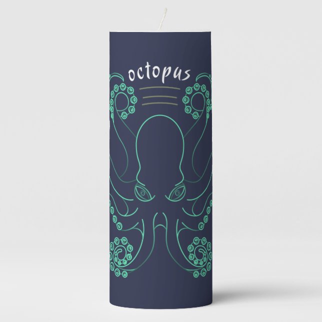 Octopus Cephalopod Tentacles Pillar Candle (Front)