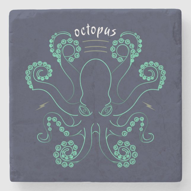 Octopus Cephalopod Tentacles Stone Coaster (Front)