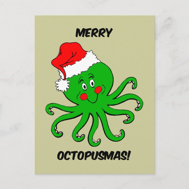 Octopus Christmas Holiday Postcard (Front)