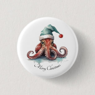Octopus Christmas Joy, custom Button