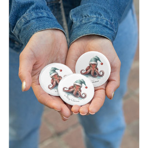 Octopus Christmas Joy, custom Button