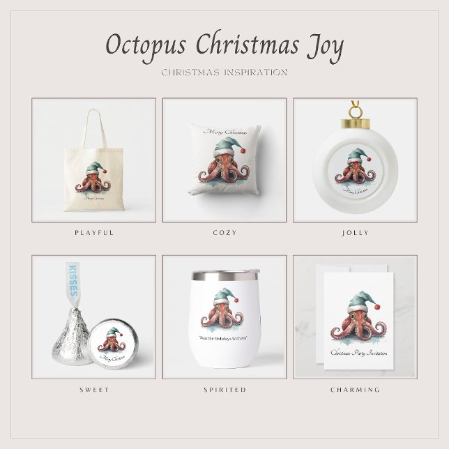 Octopus Christmas Joy, custom Cloth Napkin (Creator Uploaded)