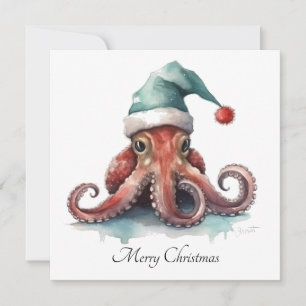 Octopus Christmas Joy, custom Holiday Card