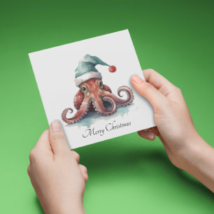 Octopus Christmas Joy, custom Holiday Card