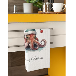 Octopus Christmas Joy, custom Kitchen Towel