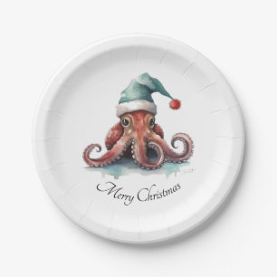 Octopus Christmas Joy, custom Paper Plates