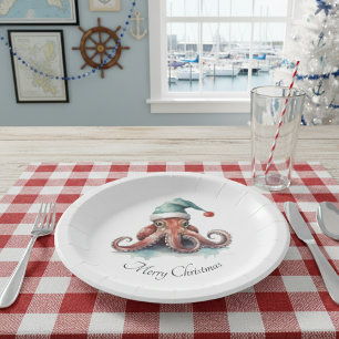 Octopus Christmas Joy, custom Paper Plates