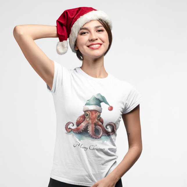 Octopus Christmas Joy, custom T-Shirt (Creator Uploaded)