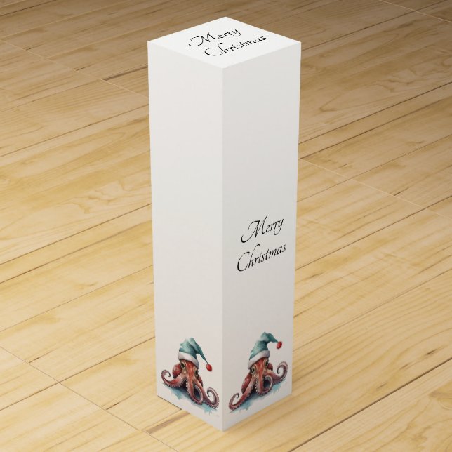 Octopus Christmas Joy, custom Wine Box (Front)