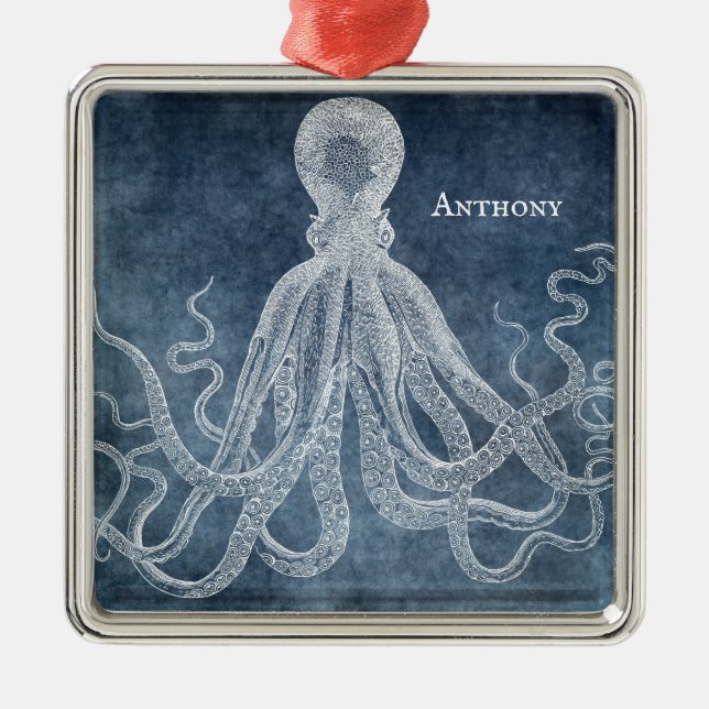 OCTOPUS CHRISTMAS ORNAMENT | RETRO VINTAGE OCTOPUS (Front)