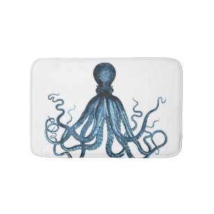 ALAZA Colorful Octopus Kraken Ocean Sea Bathroom Rugs Set 2 Piece Non Slip Absorbent 15.7 x 23.6 Shower Bath Rug Mat and 20 x 20 U-Shaped Contour Toilet Rug
