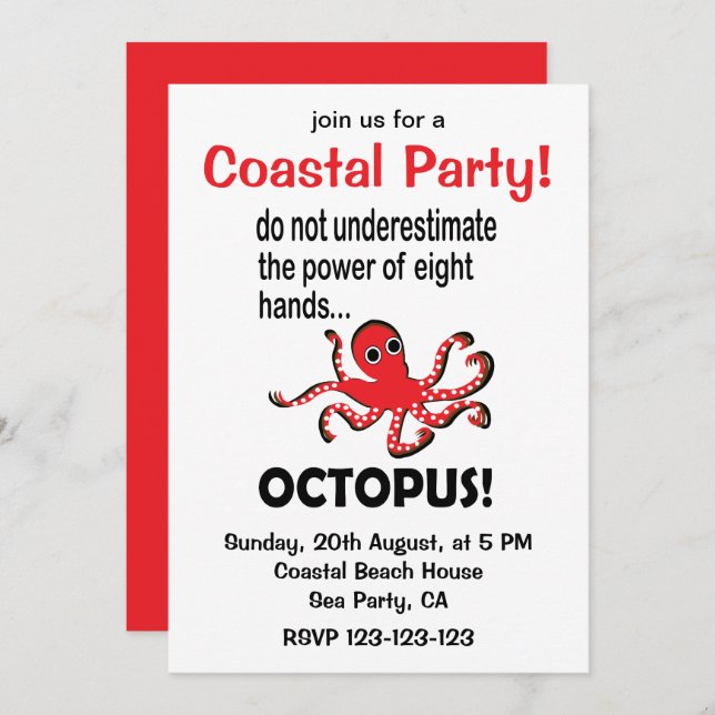 Octopus Coastal Party  Invitation (Front/Back)