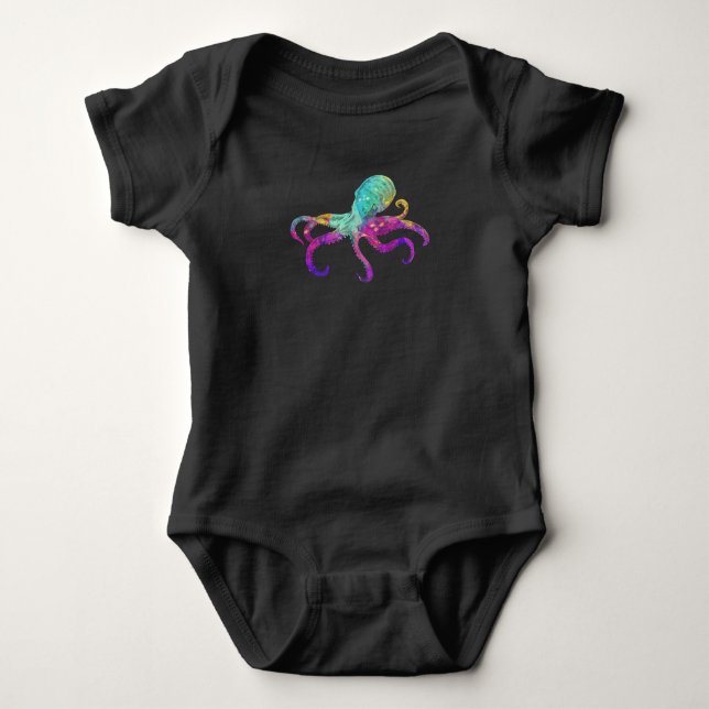 Octopus Colorful Kraken Sea Animal Art Baby Bodysuit (Front)