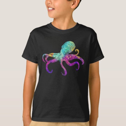 Octopus Colorful Kraken Sea Animal Art T_Shirt