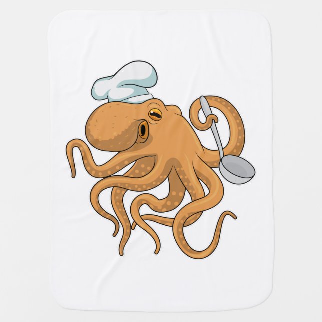 Octopus Cook Chef hat Baby Blanket (Front)