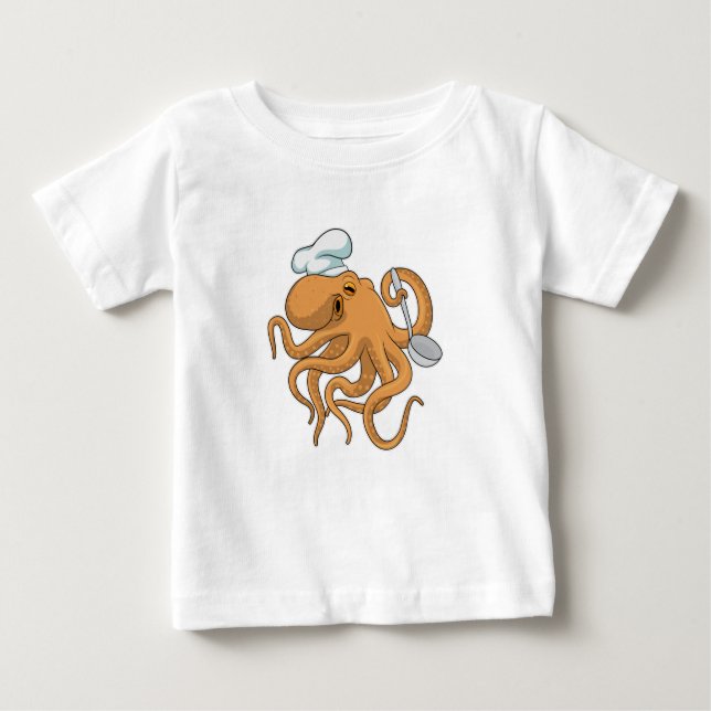 Octopus Cook Chef hat Baby T-Shirt (Front)