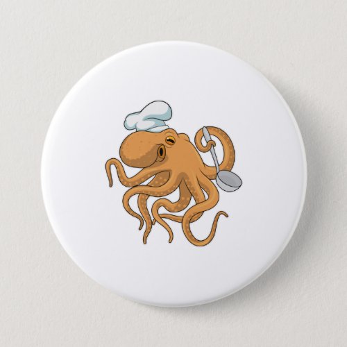 Octopus Cook Chef hat Button