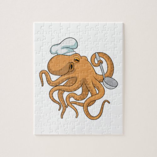 Octopus Cook Chef hat Jigsaw Puzzle