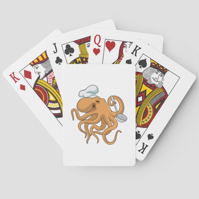 Octopus Cook Chef hat Poker Cards (Back)