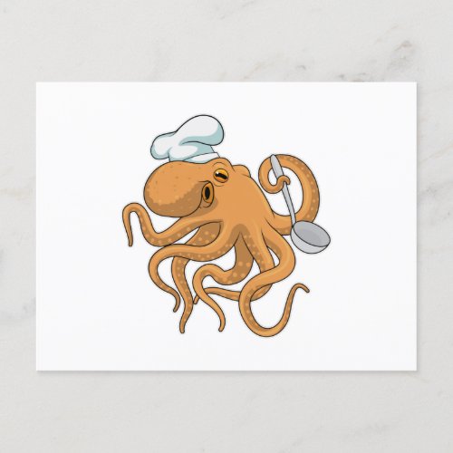 Octopus Cook Chef hat Postcard