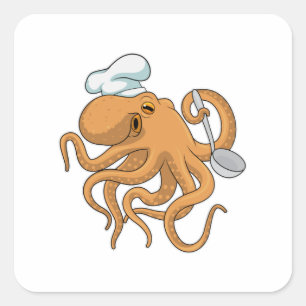 Octopus Cook Chef hat Square Sticker